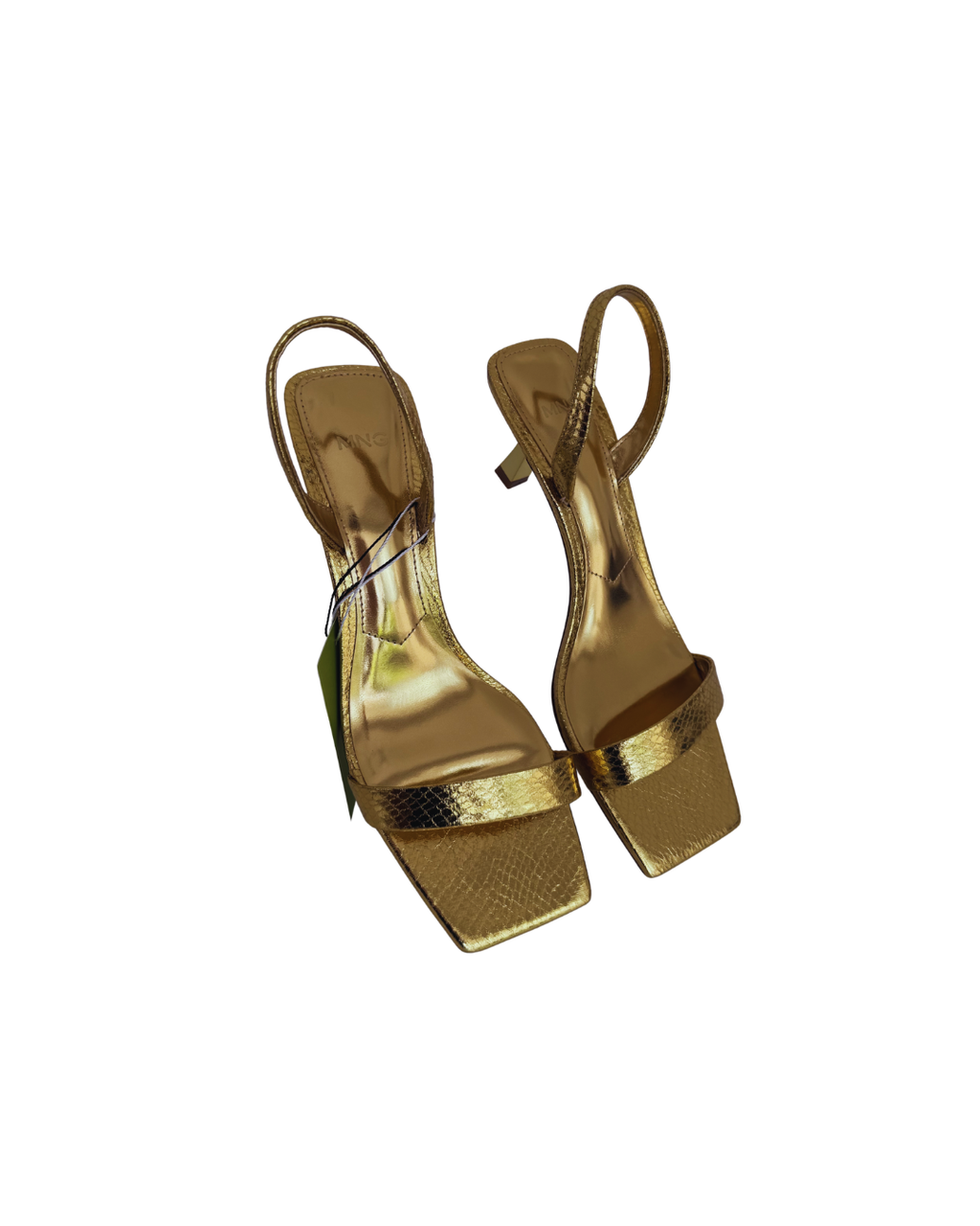 Sandalias serpiente metalizadas doradas - Mango