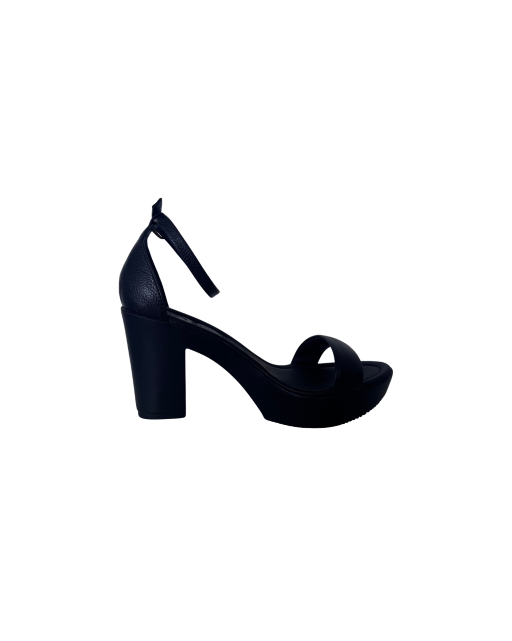 Sandalias negras de cuero de taco alto - Mandina