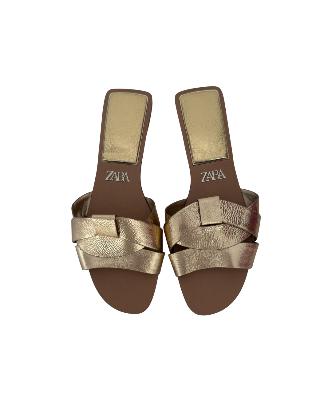 Sandalias planas doradas - Zara