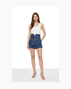 Shorts denim cintura alta azul - Pinko