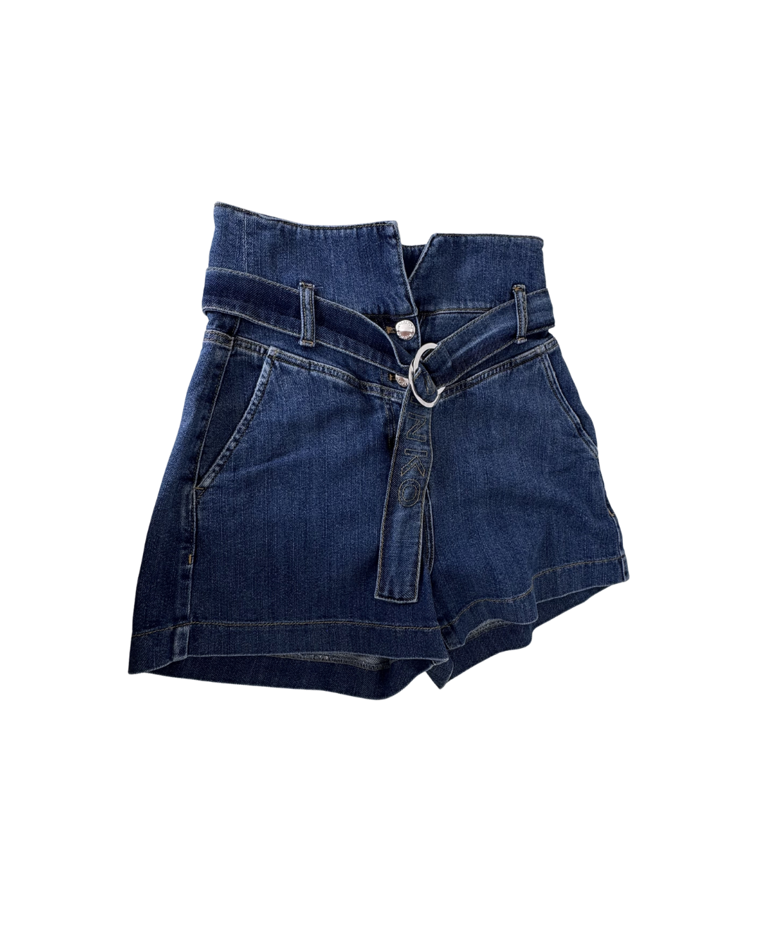 Shorts denim cintura alta azul - Pinko
