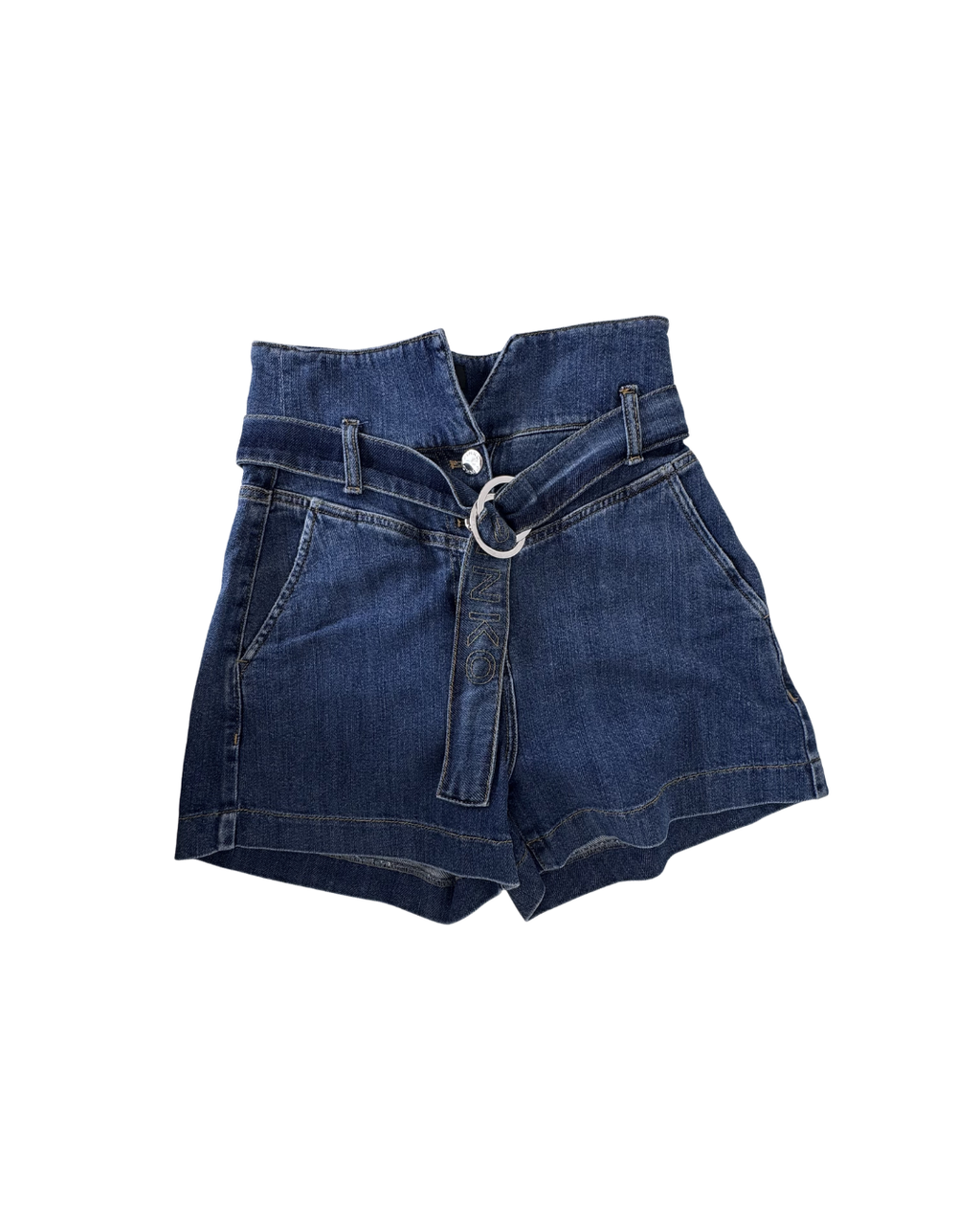 Shorts denim cintura alta azul - Pinko