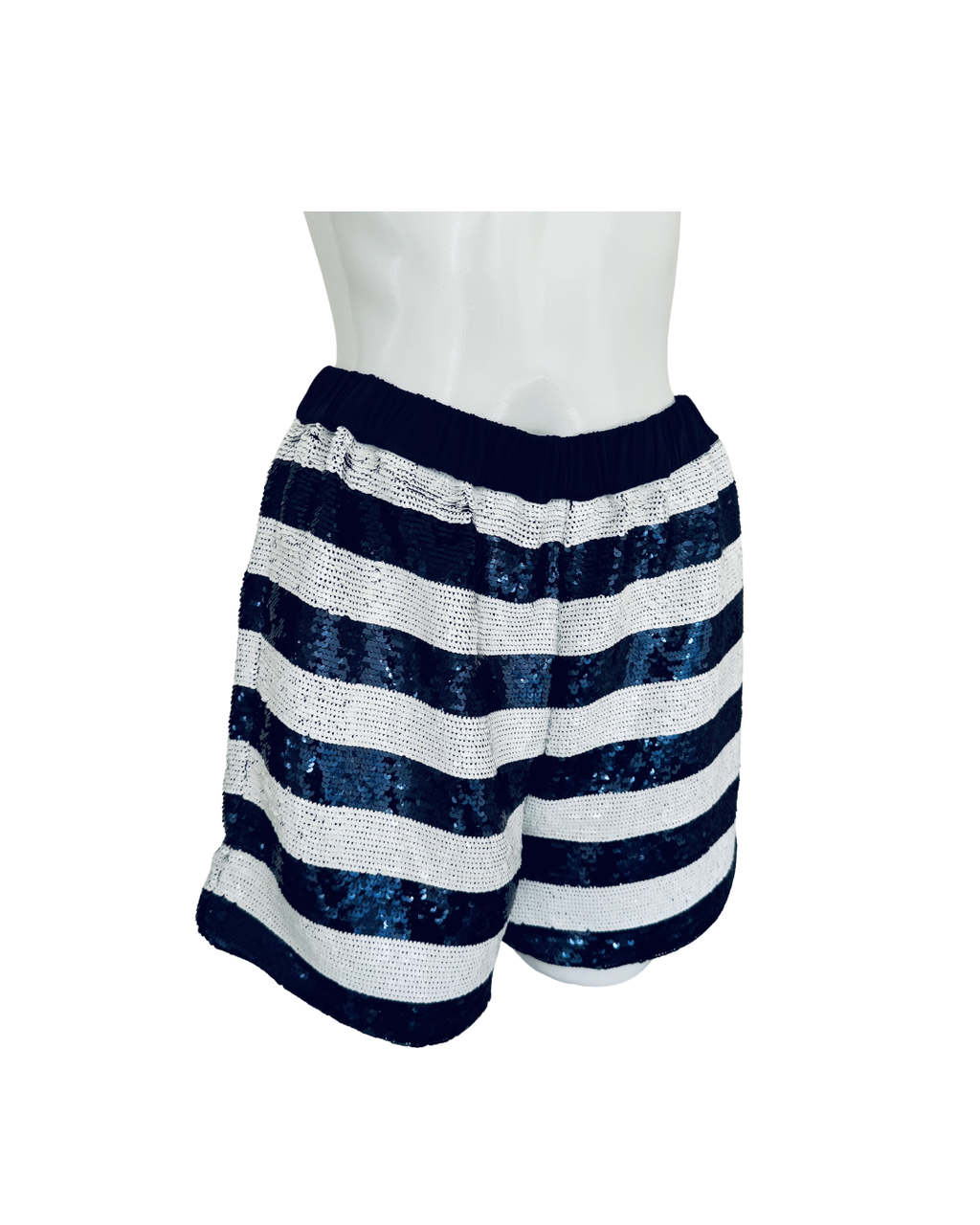 Shorts de lentejuelas azul y blanco - Sandro