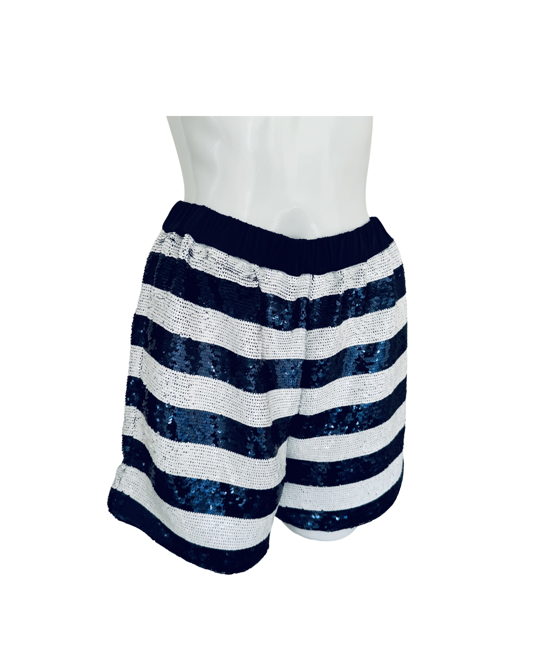 Shorts de lentejuelas azul y blanco - Sandro