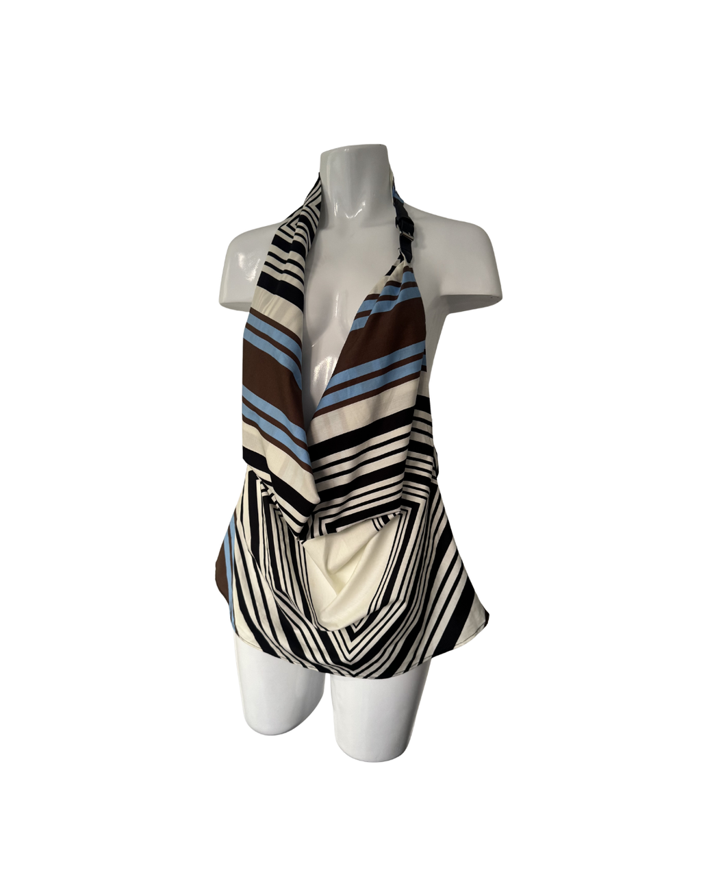 Top halter azul y marron - Zara