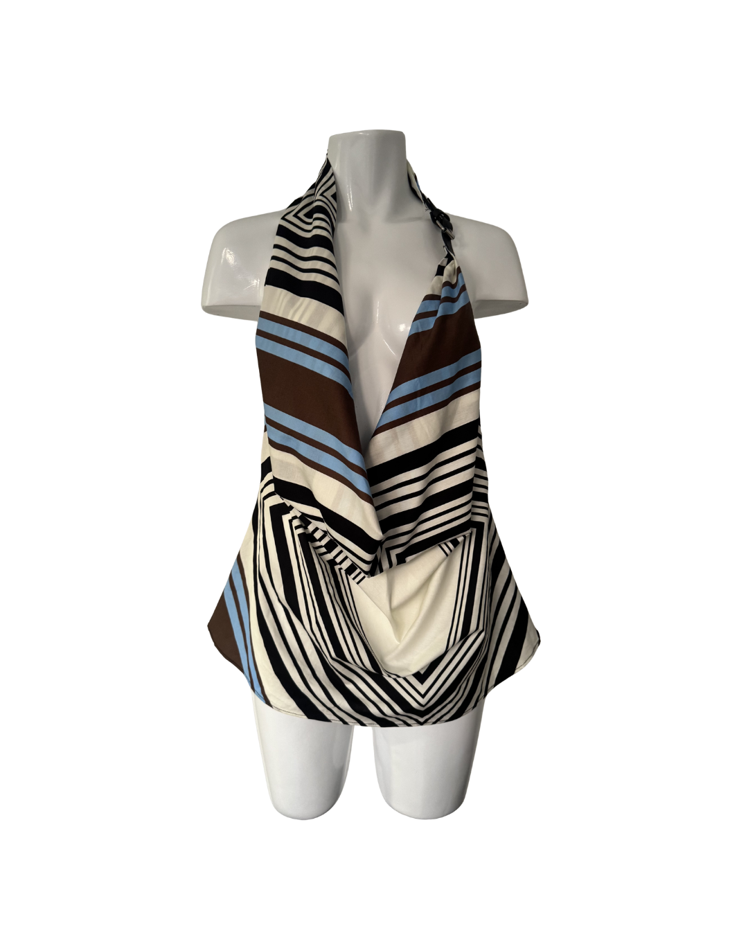 Top halter azul y marron - Zara