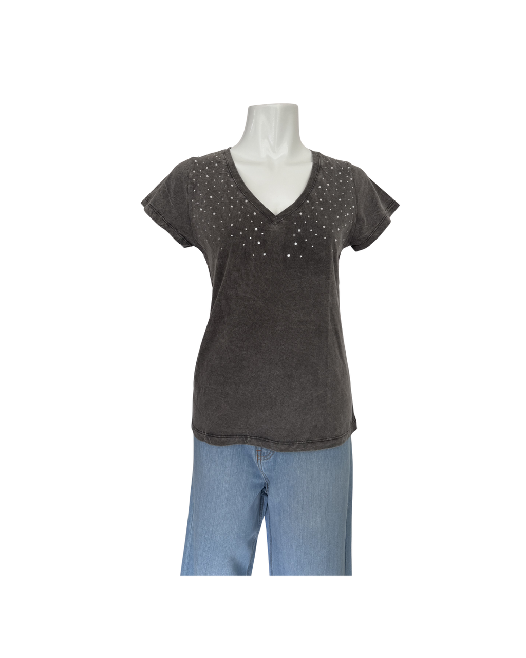 T shirt efecto lavado gris con brillos - Numeral