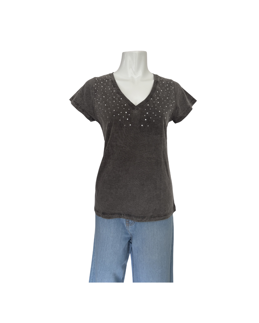 T shirt efecto lavado gris con brillos - Numeral
