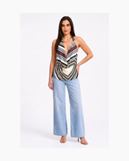 Top halter azul y marron - Zara