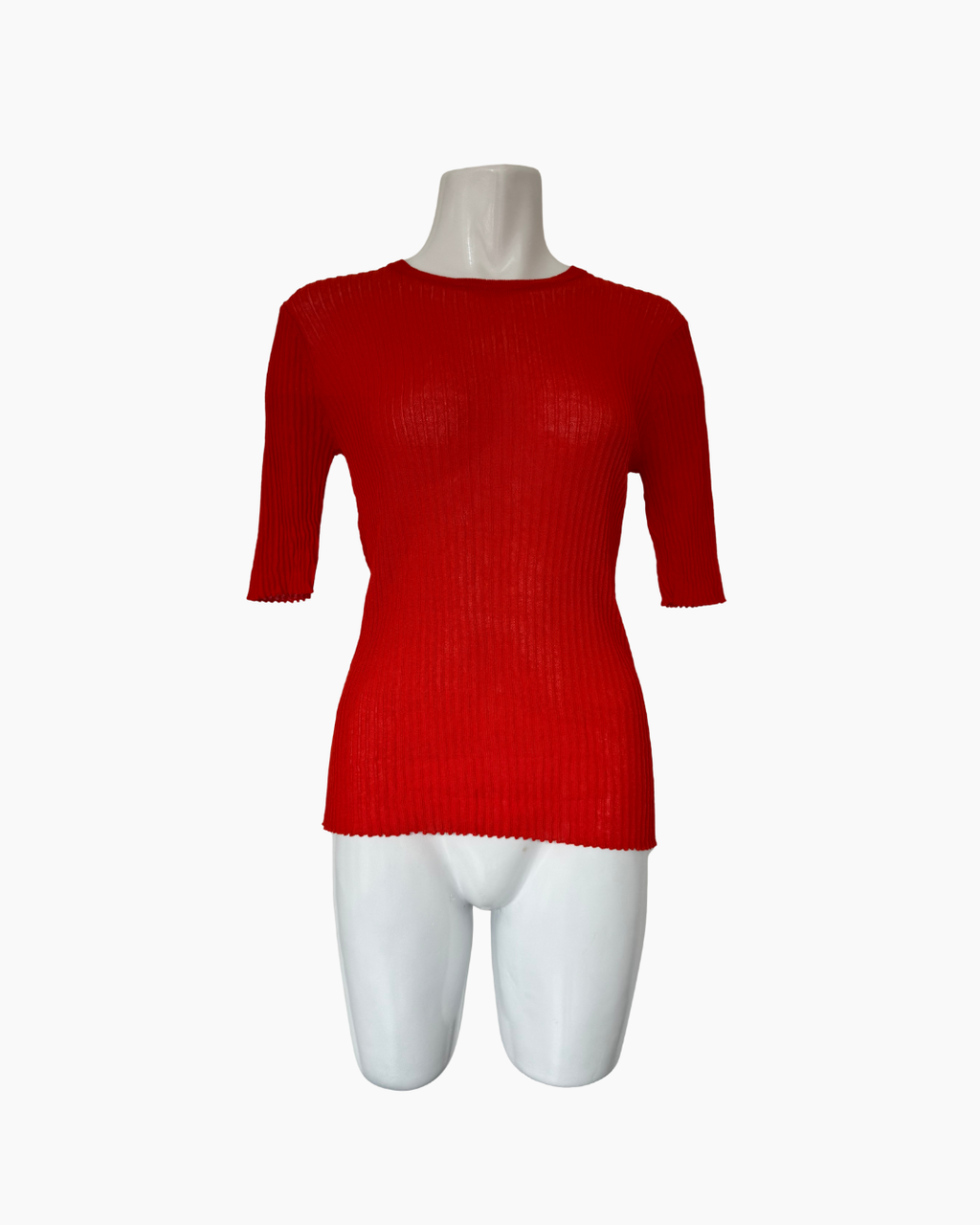 Top tejido de manga tres cuartos naranja Zara