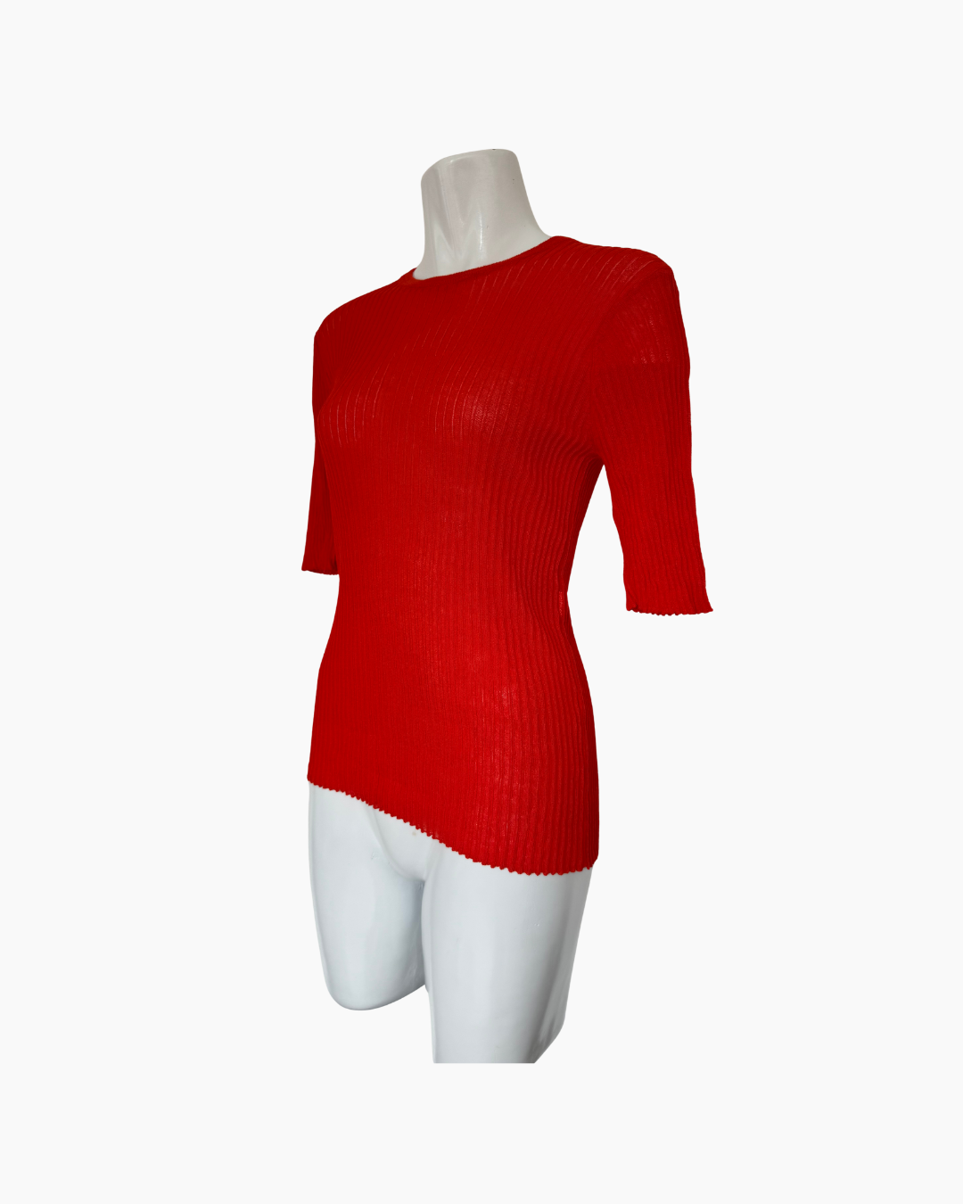 Top tejido de manga tres cuartos naranja Zara