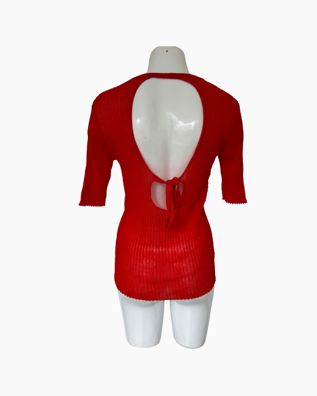 Top tejido de manga tres cuartos naranja Zara
