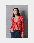 Top mesh de manga larga rojo y rosado - Something New