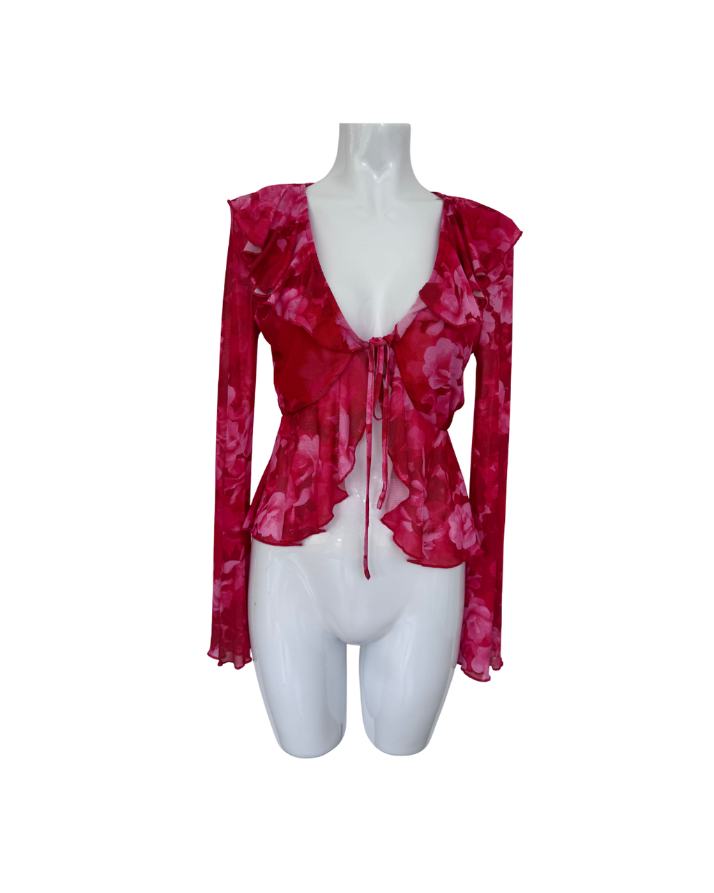 Top mesh de manga larga rojo y rosado - Something New