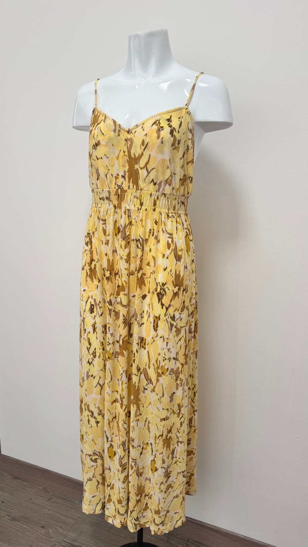 Vestido con tirantes amarillo Mango