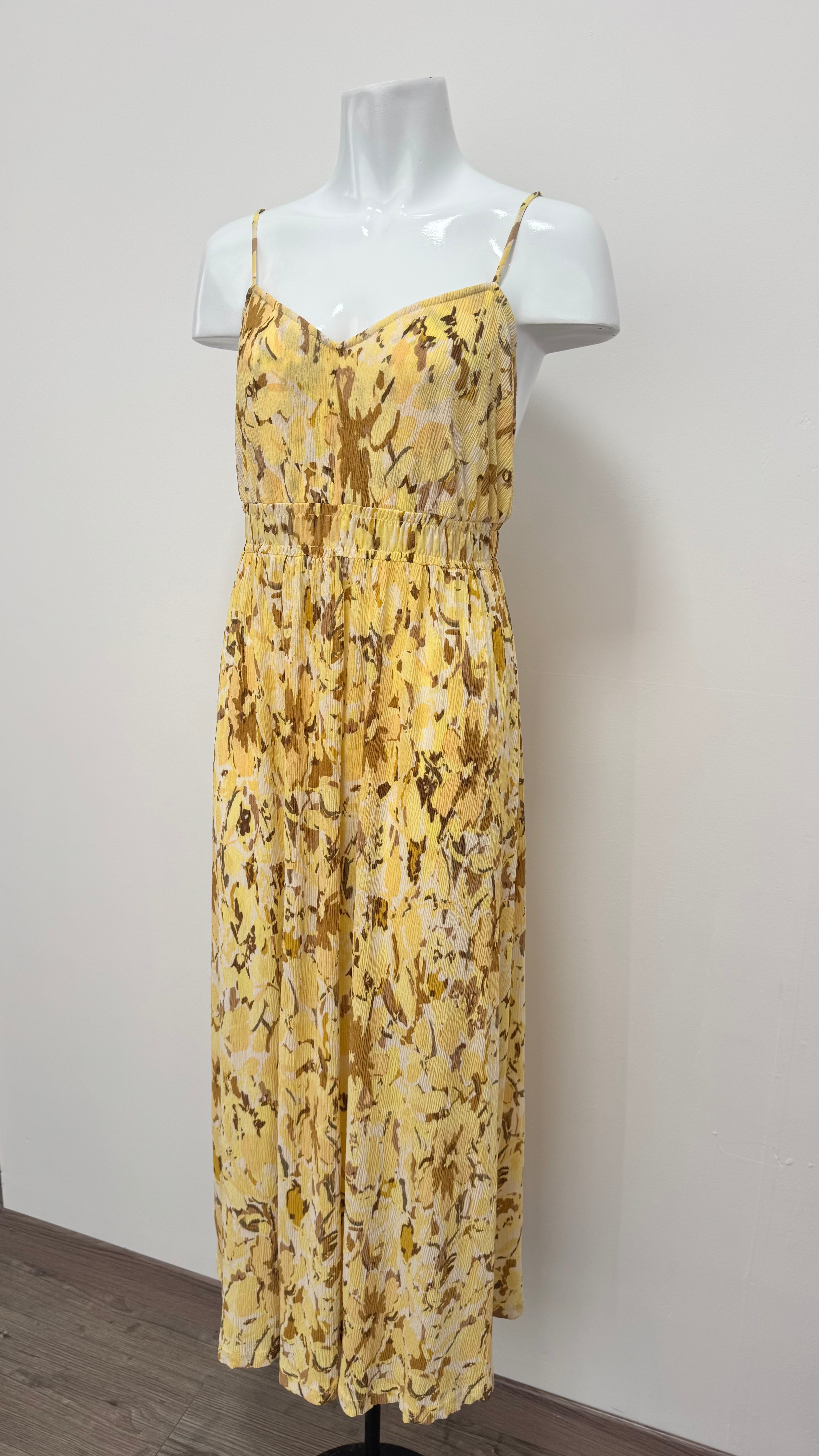 Vestido con tirantes amarillo Mango