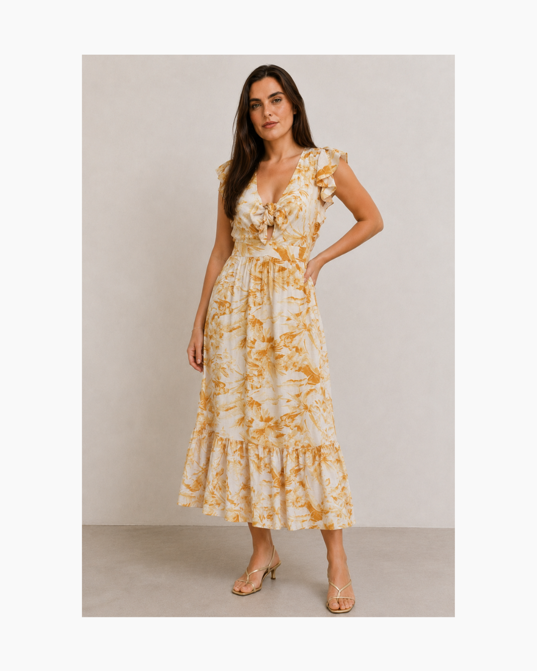 Maxivestido manga corta amarillo - Express