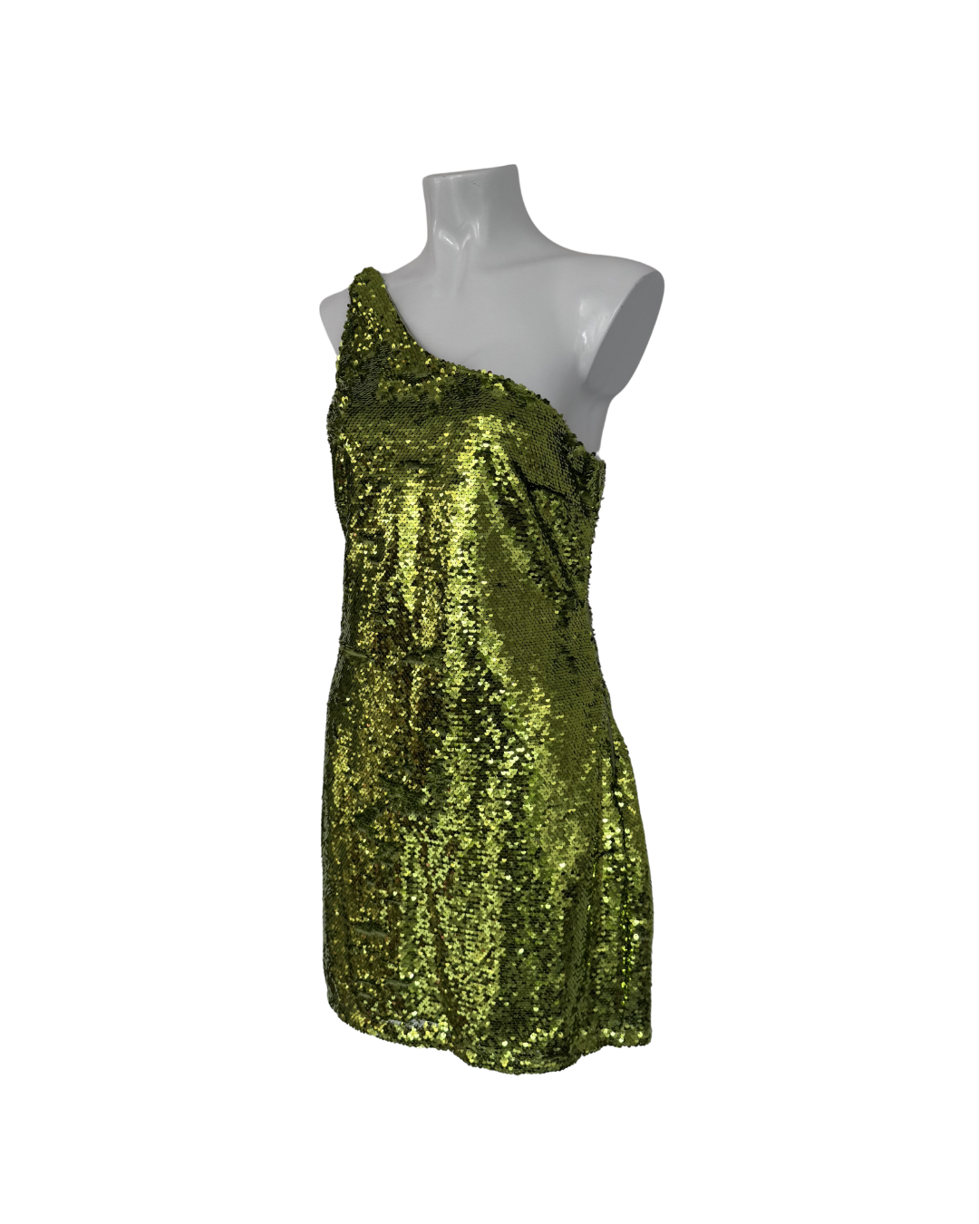 Vestido asimetrico lentejuelas verde - Mango