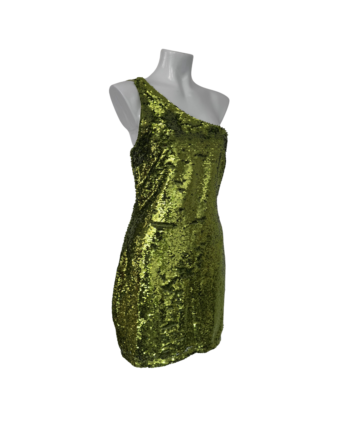 Vestido asimetrico lentejuelas verde - Mango