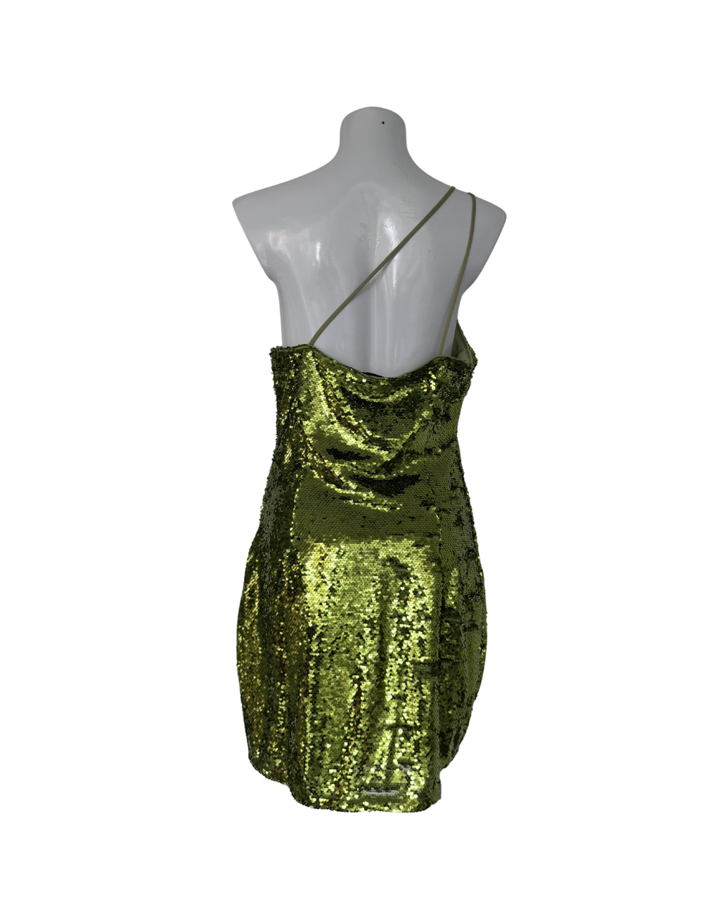 Vestido asimetrico lentejuelas verde - Mango