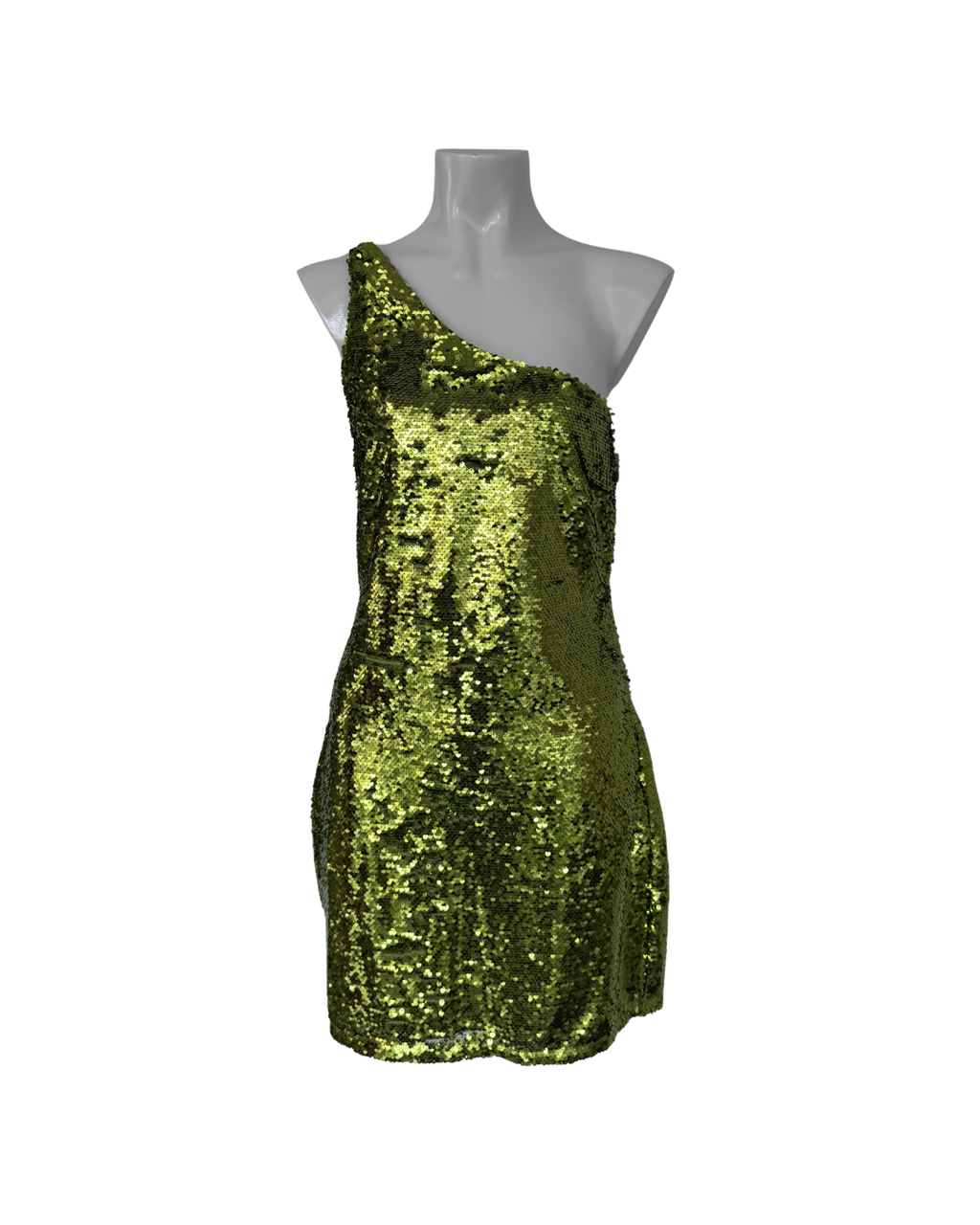 Vestido asimetrico lentejuelas verde - Mango