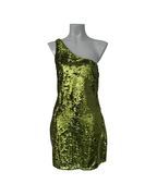 Vestido asimetrico lentejuelas verde - Mango