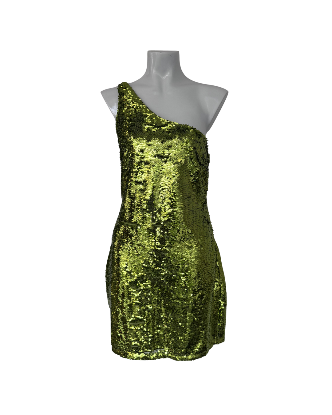 Vestido asimetrico lentejuelas verde - Mango