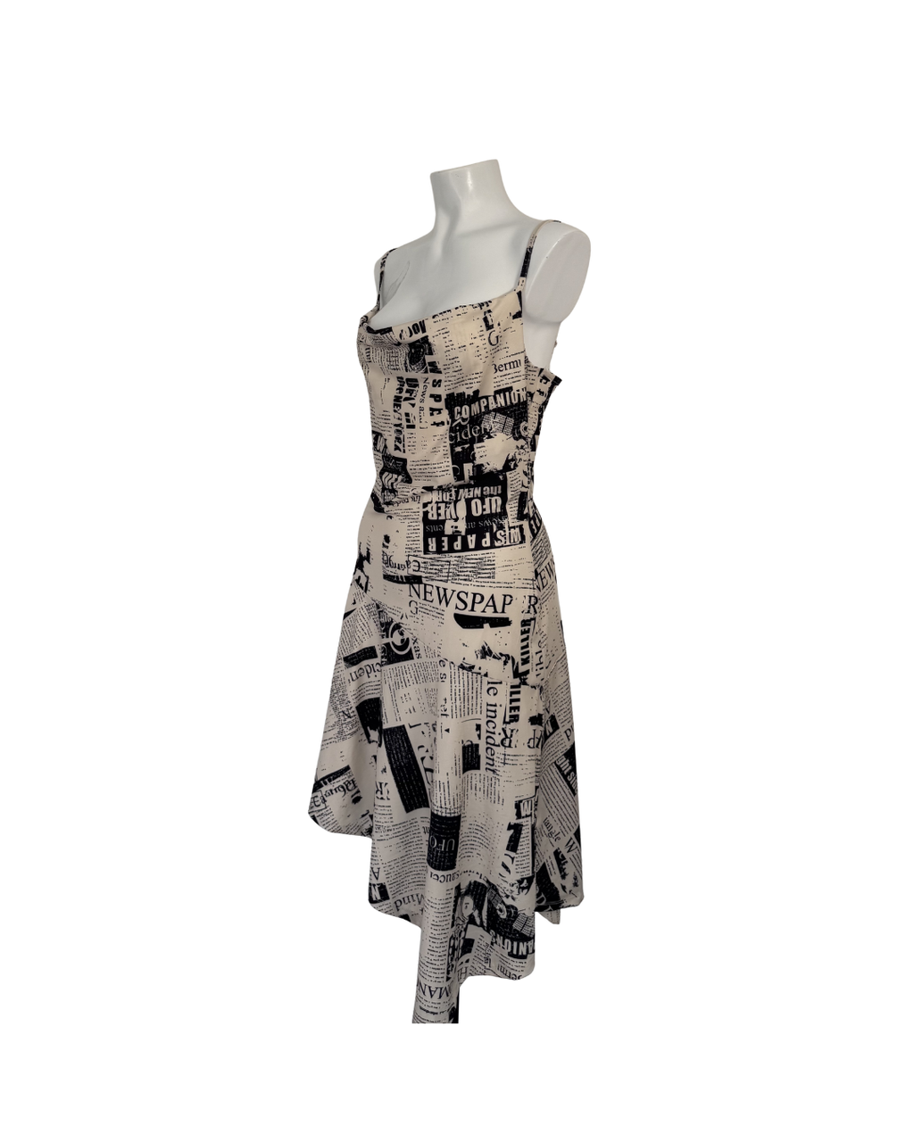 Vestido asimétrico mini hueso y negro - Something New