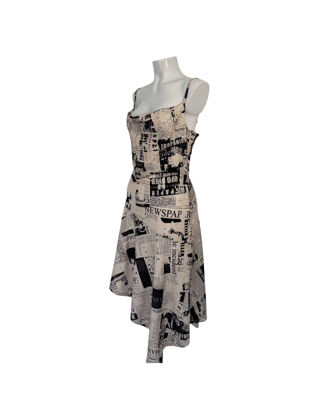 Vestido asimétrico mini hueso y negro - Something New