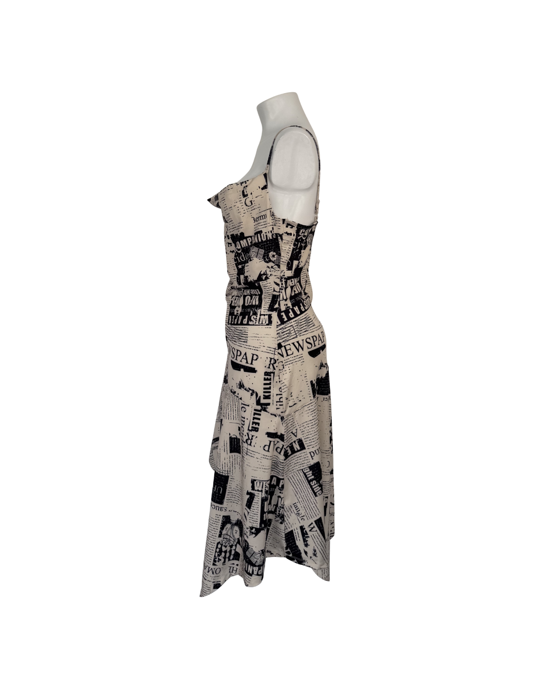 Vestido asimétrico mini hueso y negro - Something New