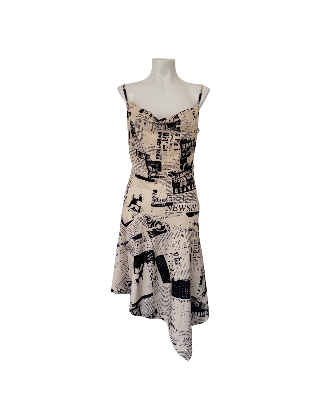 Vestido asimétrico mini hueso y negro - Something New