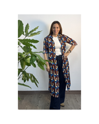Vestido camisero azul y marron - Zara