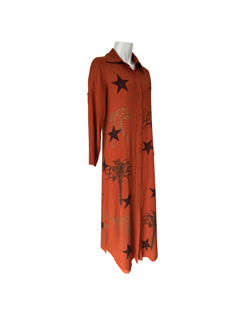 Vestido camisero naranja de lino - Gracia