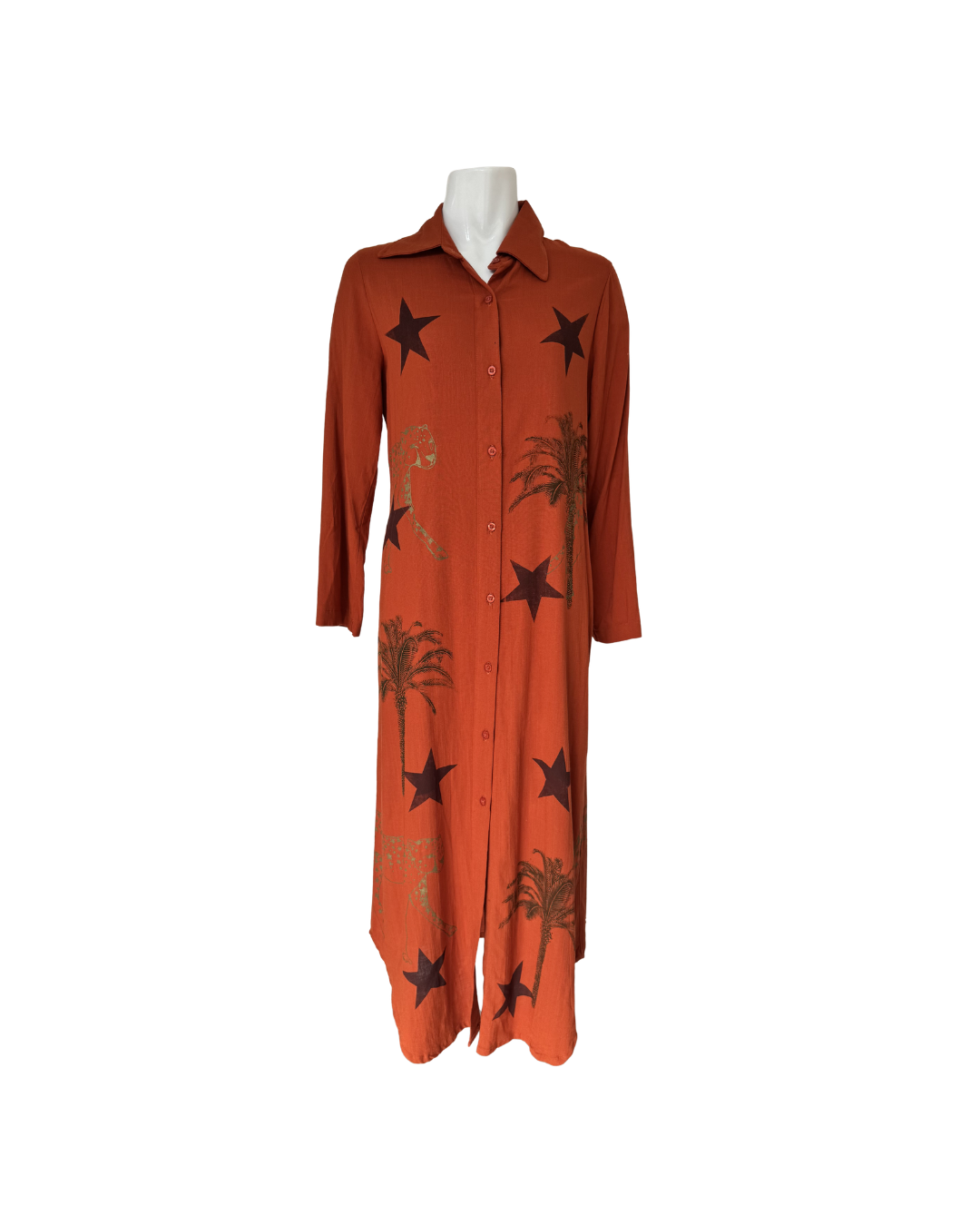 Vestido camisero naranja de lino - Gracia
