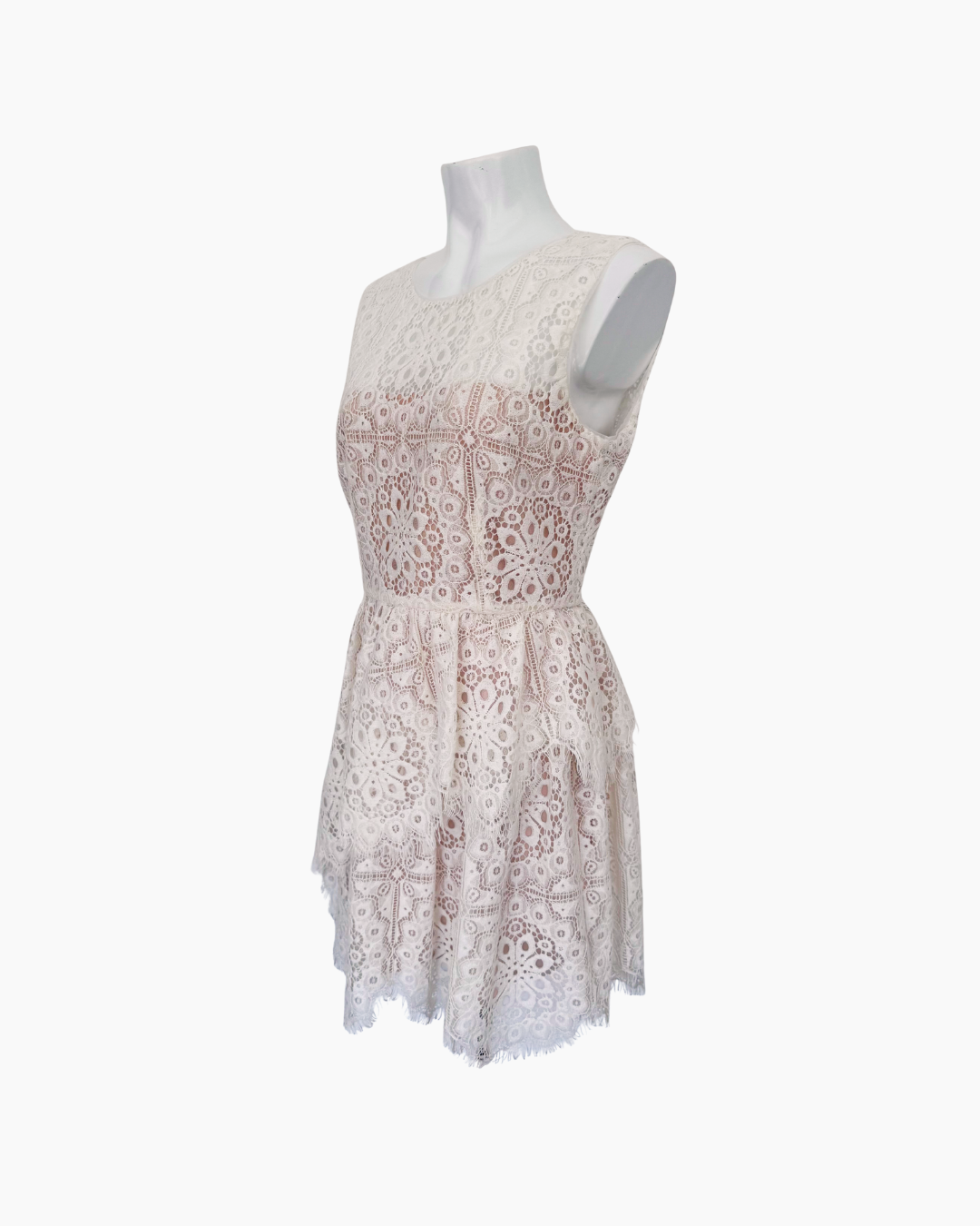 Vestido encaje sin mangas blanco - BCBG