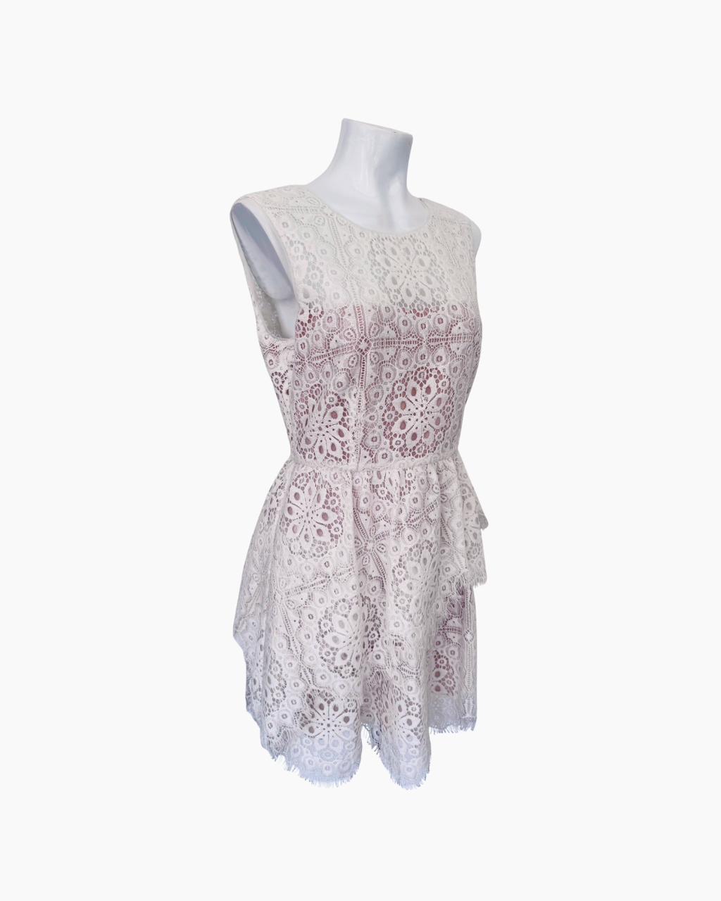 Vestido encaje sin mangas blanco - BCBG