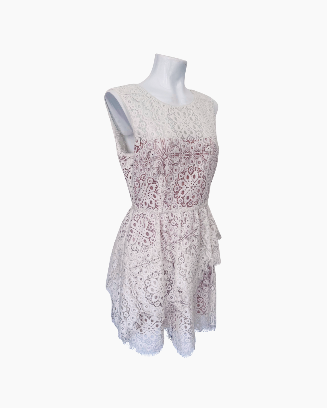 Vestido encaje sin mangas blanco - BCBG
