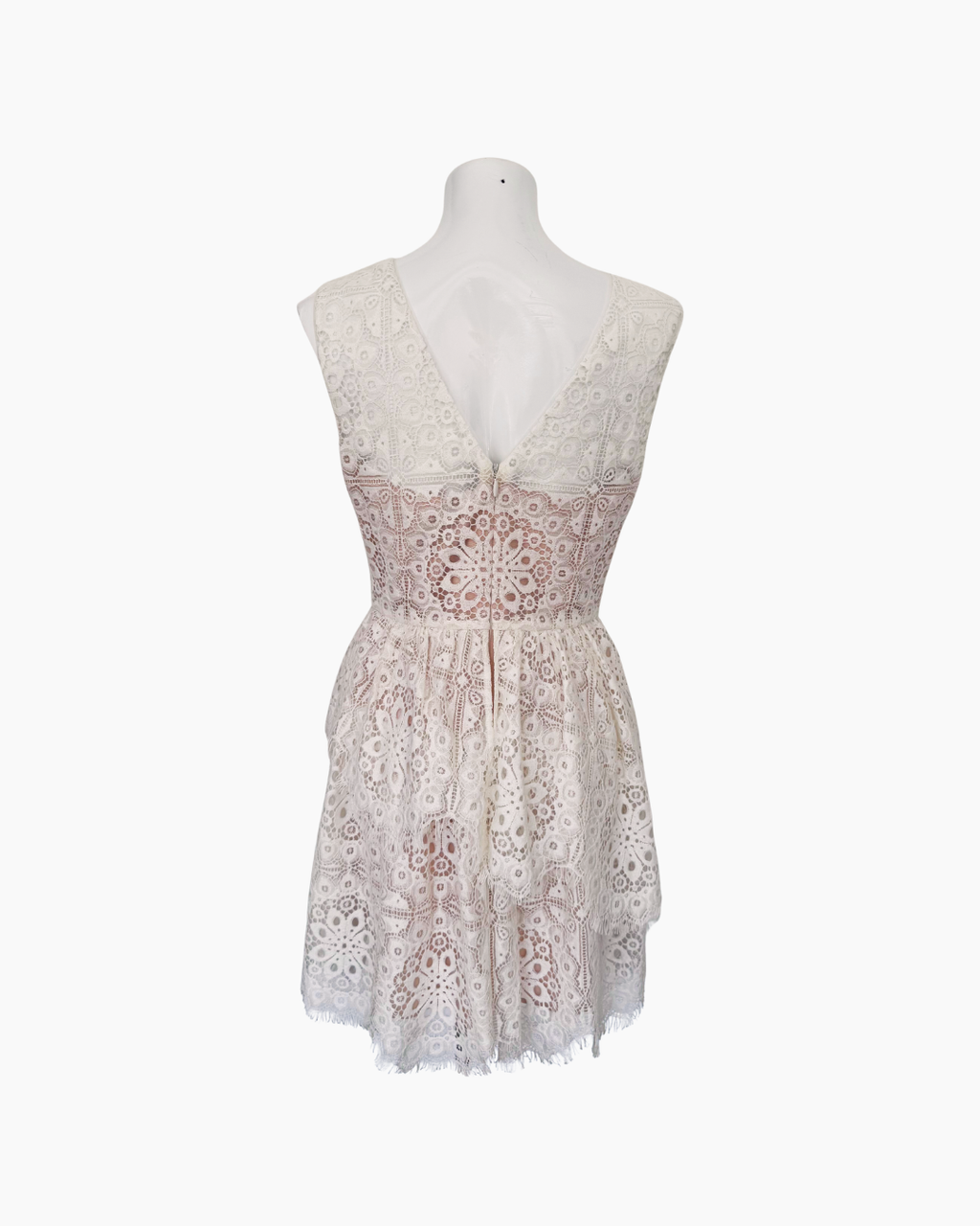 Vestido encaje sin mangas blanco - BCBG