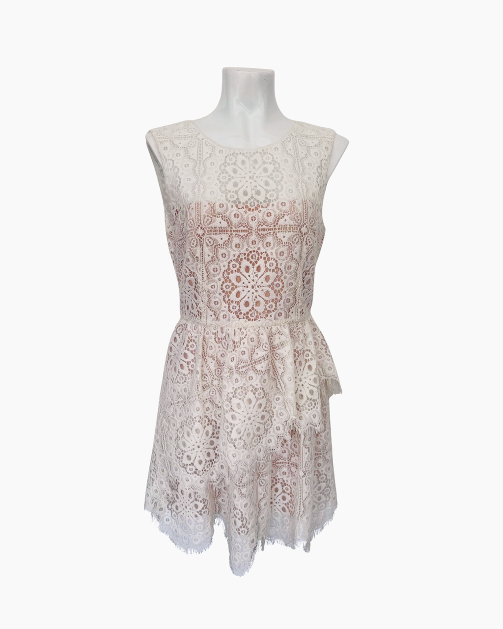 Vestido encaje sin mangas blanco - BCBG