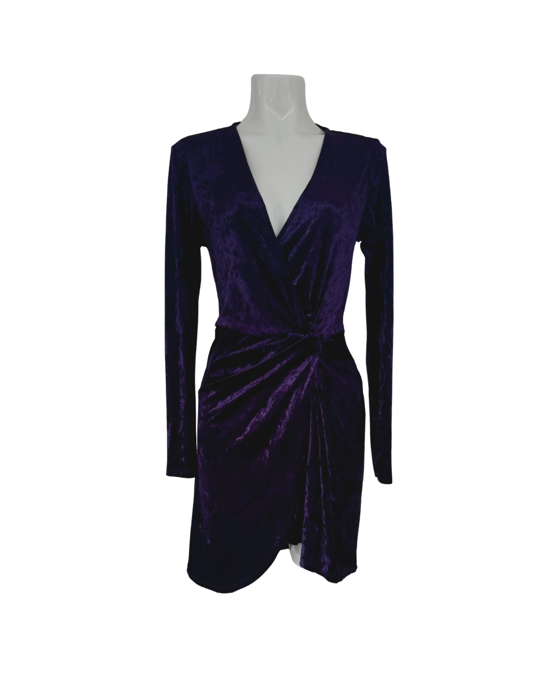 Vestido cruzado corto terciopelo morado - Mango