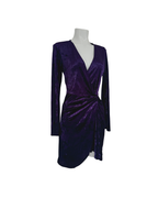 Vestido cruzado corto terciopelo morado - Mango
