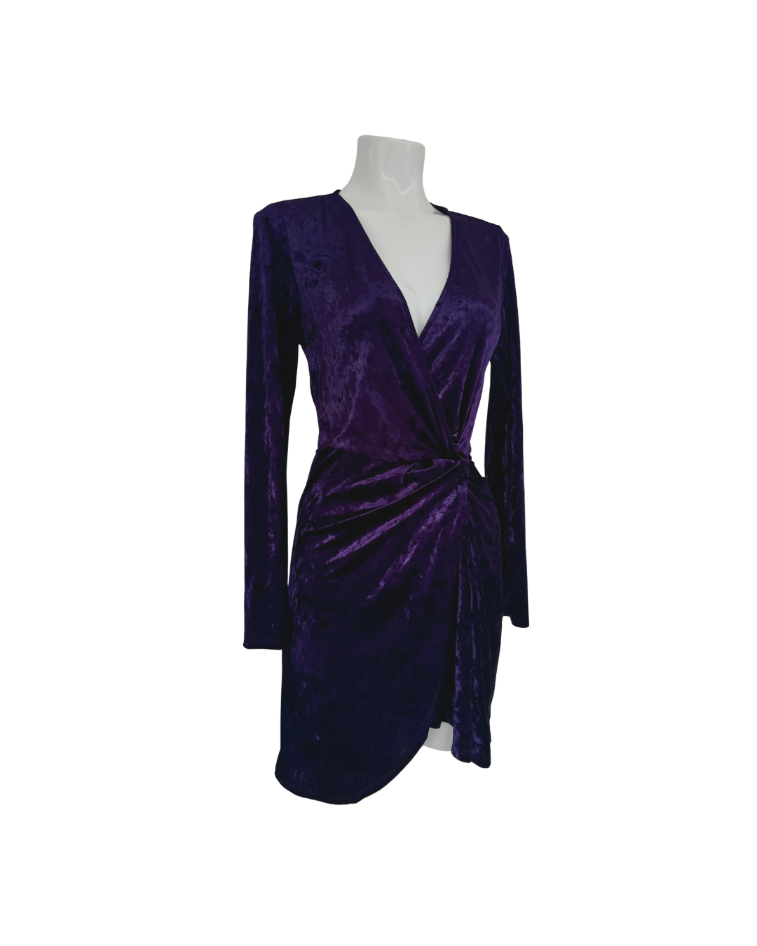 Vestido cruzado corto terciopelo morado - Mango