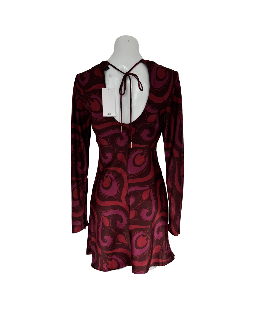 Vestido estampado corto guinda - Mango