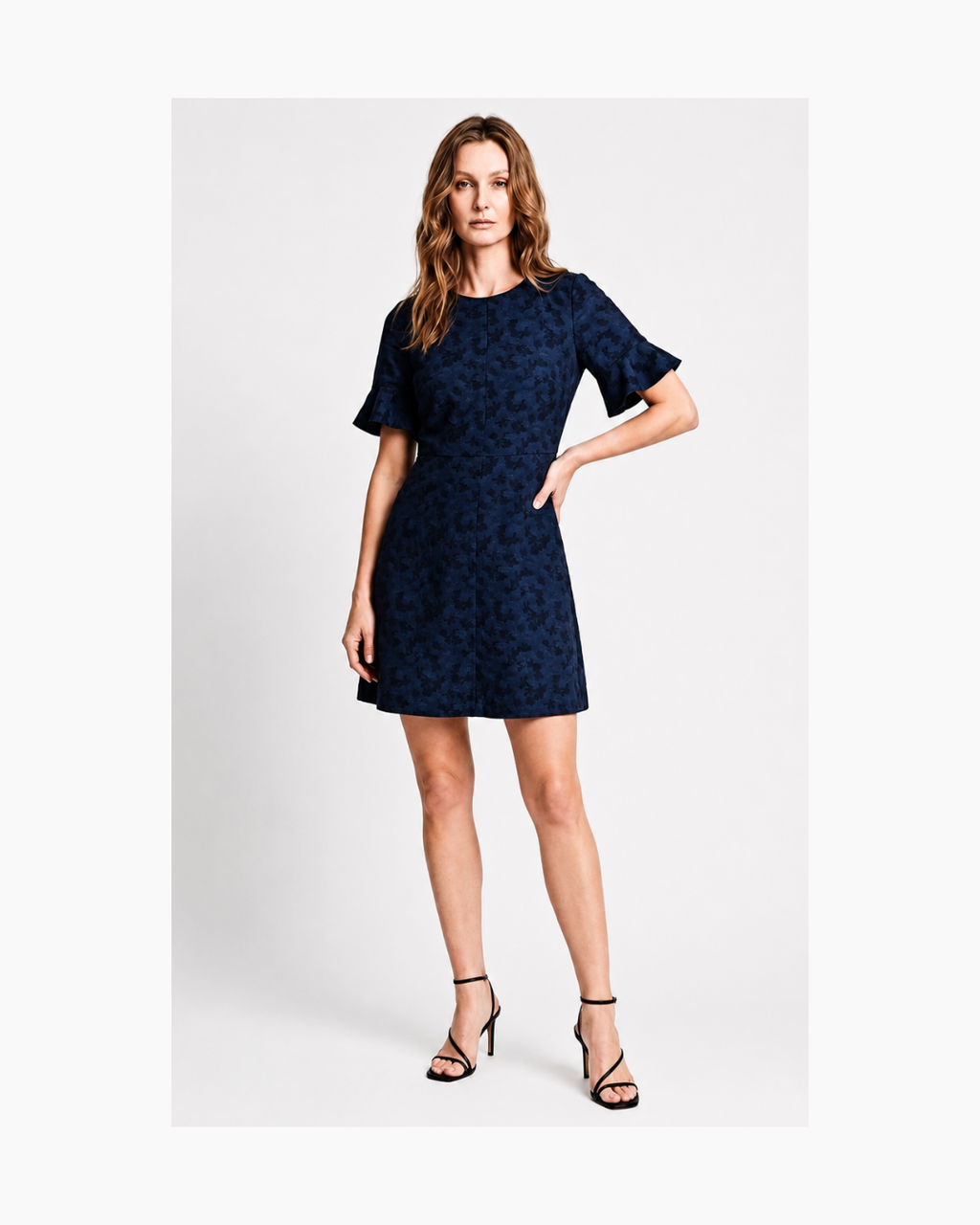 Vestido mini manga corta azul - Banana Republic