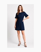 Vestido mini manga corta azul - Banana Republic