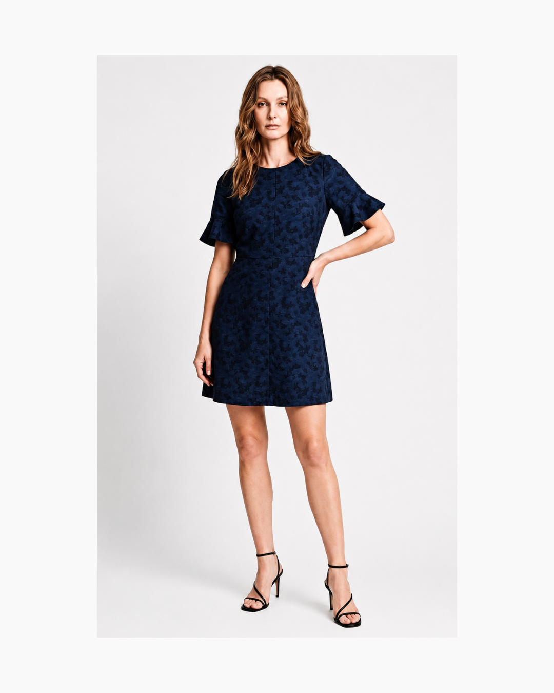 Vestido mini manga corta azul - Banana Republic
