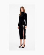 Vestido midi plush negro - Bershka