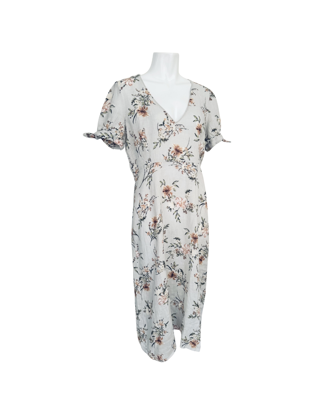 Vestido midi de lino celeste - Zara