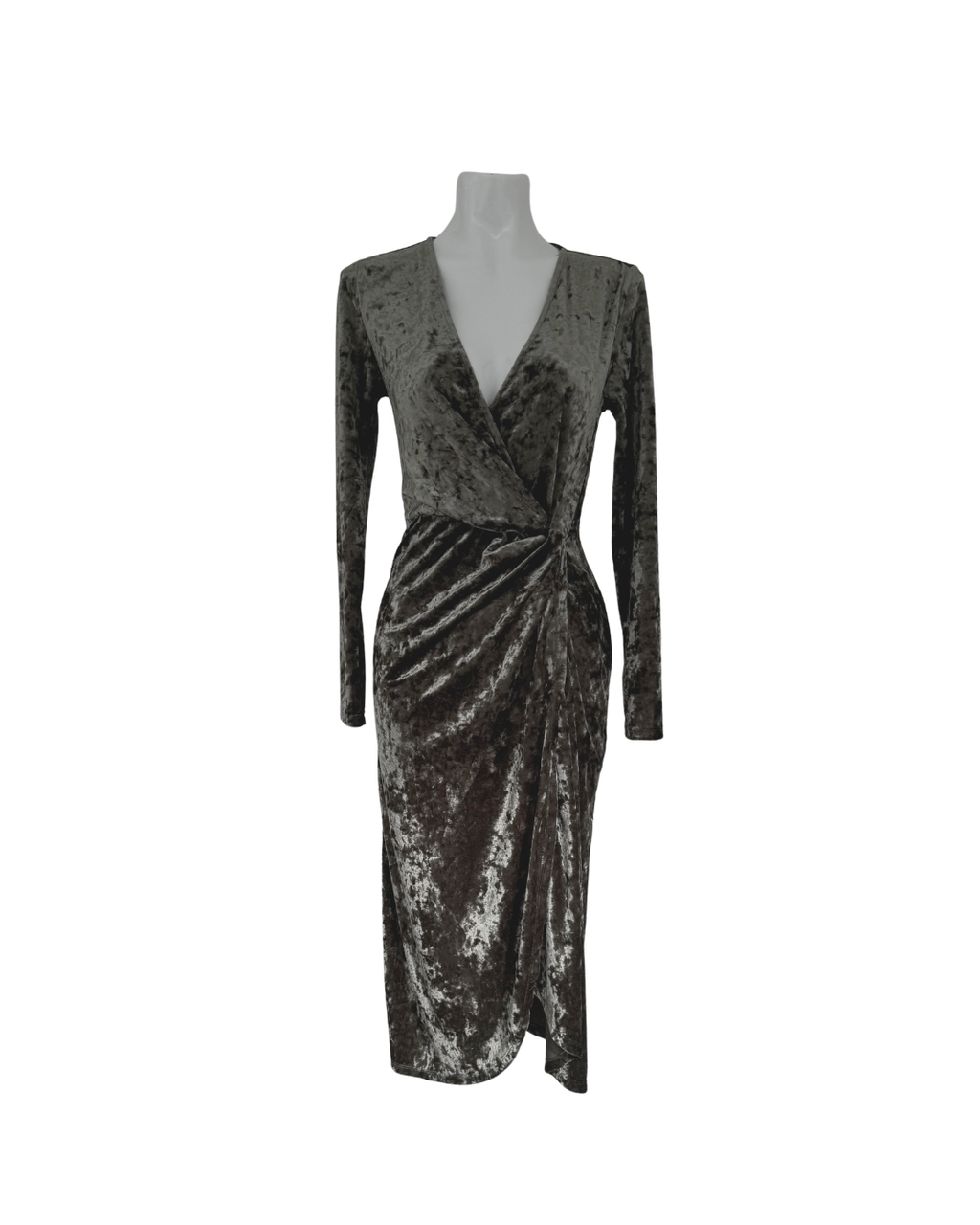 Vestido midi nudo terciopelo verde - Mango