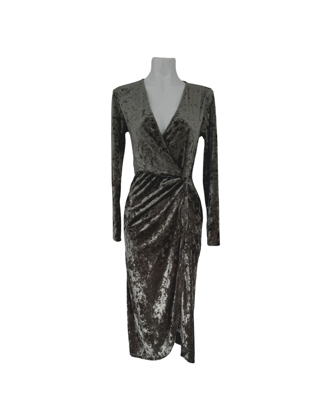 Vestido midi nudo terciopelo verde - Mango
